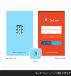 Company Traffic signals Splash Screen and Login Page design with Logo template. Mobile Online Business Template