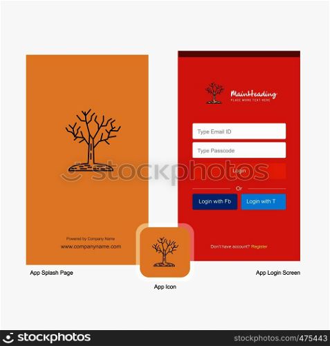 Company Tree Splash Screen and Login Page design with Logo template. Mobile Online Business Template