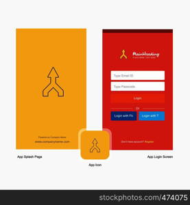 Company Up arrow Splash Screen and Login Page design with Logo template. Mobile Online Business Template