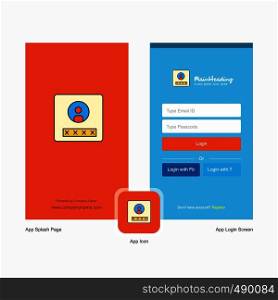 Company User profile Splash Screen and Login Page design with Logo template. Mobile Online Business Template