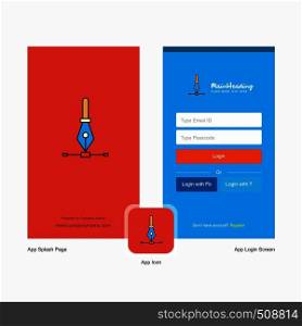 Company Vector Splash Screen and Login Page design with Logo template. Mobile Online Business Template