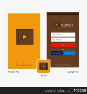 Company Video Splash Screen and Login Page design with Logo template. Mobile Online Business Template