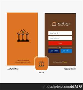 Company Villa Splash Screen and Login Page design with Logo template. Mobile Online Business Template