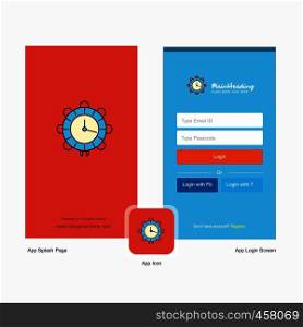 Company Watch Splash Screen and Login Page design with Logo template. Mobile Online Business Template