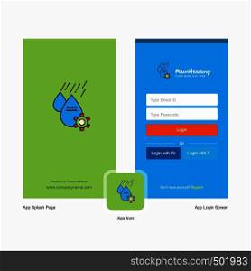 Company Water control Splash Screen and Login Page design with Logo template. Mobile Online Business Template