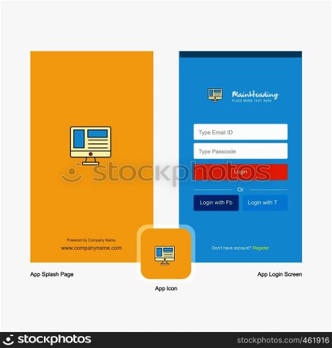 Company Website Splash Screen and Login Page design with Logo template. Mobile Online Business Template