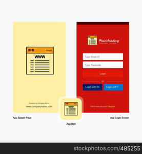 Company Website Splash Screen and Login Page design with Logo template. Mobile Online Business Template