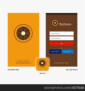 Company Wheel Splash Screen and Login Page design with Logo template. Mobile Online Business Template