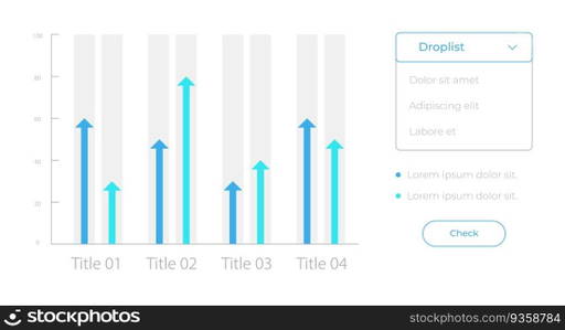 Comparison chart UI element template. Editable isolated vector dashboard component. Flat user interface. Visual data presentation. Web design widget for mobile application with light theme. Comparison chart UI element template