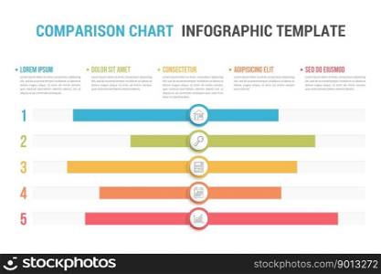Comparison chart with five elements and legend, infographic template for web, business, presentations, vector eps10 illustration. Comparison Chart