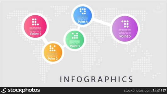 Comparison light theme world map infographic chart design template. Editable abstract infochart. Instructional graphics with 5 point sequence. Visual data presentation. Merriweather Sans font used. Comparison light theme world map infographic chart design template