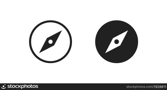 Compas, web icon set. North arrow map symbol. Direction concept in vector flat style.
