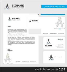 Compass Business Letterhead, Envelope and visiting Card Design vector template