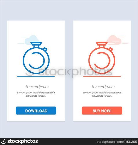 Compass, Clock, Stopwatch, Timer, Watch Blue and Red Download and Buy Now web Widget Card Template