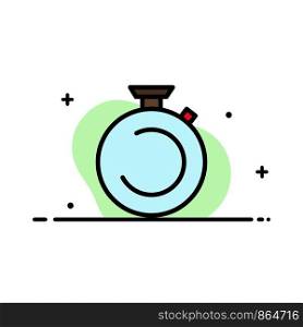 Compass, Clock, Stopwatch, Timer, Watch Business Flat Line Filled Icon Vector Banner Template