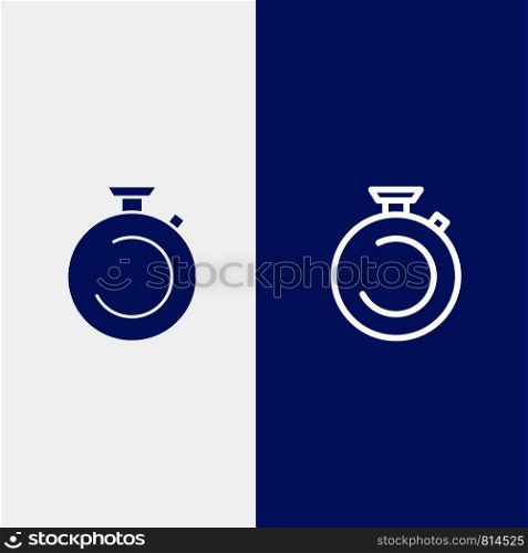 Compass, Clock, Stopwatch, Timer, Watch Line and Glyph Solid icon Blue banner Line and Glyph Solid icon Blue banner