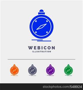 compass, direction, navigation, gps, location 5 Color Glyph Web Icon Template isolated on white. Vector illustration. Vector EPS10 Abstract Template background