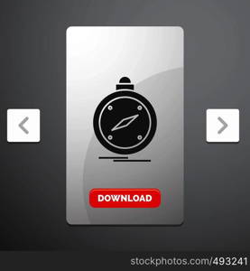 compass, direction, navigation, gps, location Glyph Icon in Carousal Pagination Slider Design & Red Download Button. Vector EPS10 Abstract Template background