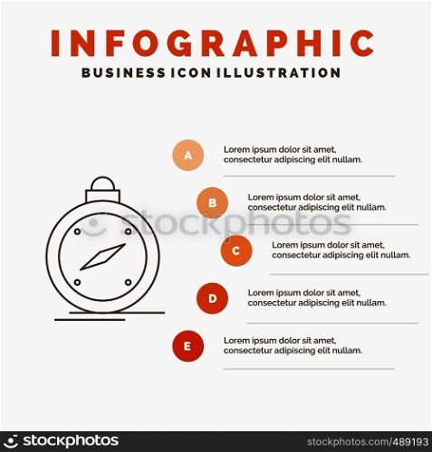 compass, direction, navigation, gps, location Infographics Template for Website and Presentation. Line Gray icon with Orange infographic style vector illustration. Vector EPS10 Abstract Template background