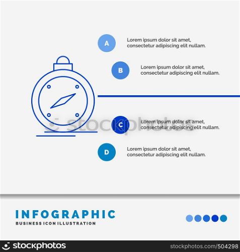 compass, direction, navigation, gps, location Infographics Template for Website and Presentation. Line Blue icon infographic style vector illustration. Vector EPS10 Abstract Template background