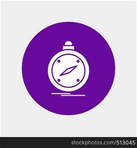 compass, direction, navigation, gps, location White Glyph Icon in Circle. Vector Button illustration. Vector EPS10 Abstract Template background