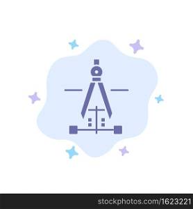 Compass, Drawing, Education, Engineering Blue Icon on Abstract Cloud Background