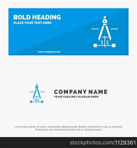 Compass, Drawing, Education, Engineering SOlid Icon Website Banner and Business Logo Template