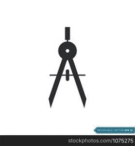 Compass Drawing - Stationary Icon Vector Template Illustration Design