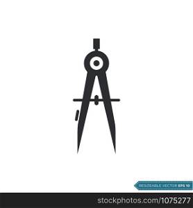 Compass Drawing - Stationary Icon Vector Template Illustration Design