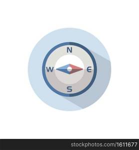 Compass east direction. Flat color icon on a circle. Weather vector illustration