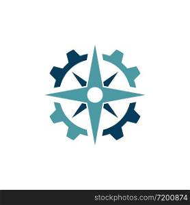 compass gear logo vector icon ilustration design