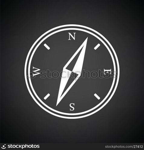 Compass icon. Black background with white. Vector illustration.