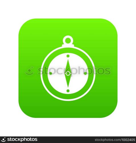 Compass icon digital green for any design isolated on white vector illustration. Compass icon digital green
