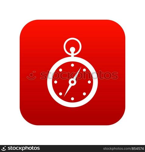 Compass icon digital red for any design isolated on white vector illustration. Compass icon digital red