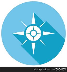 Compass icon flat design with long shadow