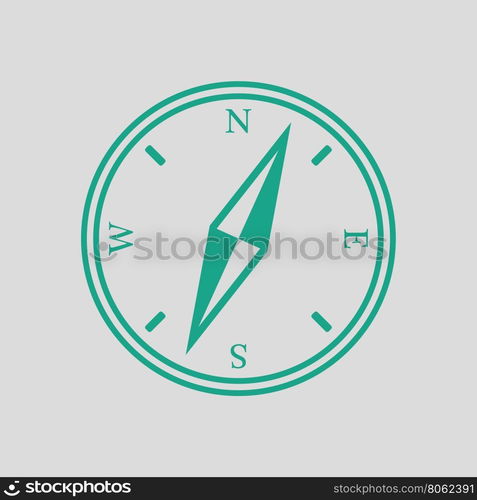 Compass icon. Gray background with green. Vector illustration.