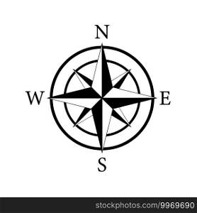 Compass icon. Nautical compass for travel with sign of north, south, west, east. Logo for map and navigation. Symbol of direction adventure. Arrow, dial for orientation of latitude, longitude. Vector.. Compass icon. Nautical compass for travel with sign of north, south, west, east. Logo for map and navigation. Symbol of direction adventure. Arrow, dial for orientation of latitude, longitude. Vector