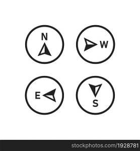 Compass icon. North, west, south, east map arrow sign, direction illustration in vector flat style.