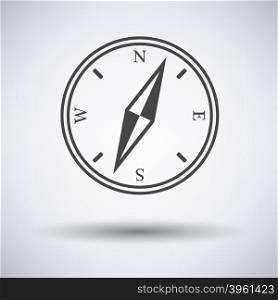 Compass icon on gray background with round shadow. Vector illustration.. Compass icon