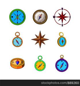 Compass icon set. Cartoon set of compass vector icons for your web design isolated on white background. Compass icon set, cartoon style
