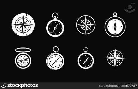 Compass icon set vector white isolated on grey background . Compass icon set grey vector