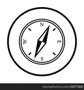 Compass icon. Thin circle design. Vector illustration.