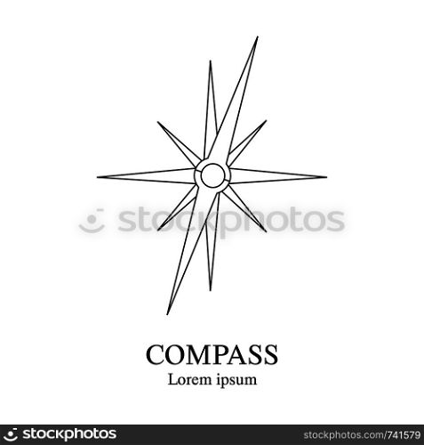 Compass icon. Travel company logo template. Abstract symbol of adventure. Clean and modern vector illustration.