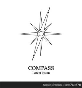 Compass icon. Travel company logo template. Abstract symbol of adventure. Clean and modern vector illustration.