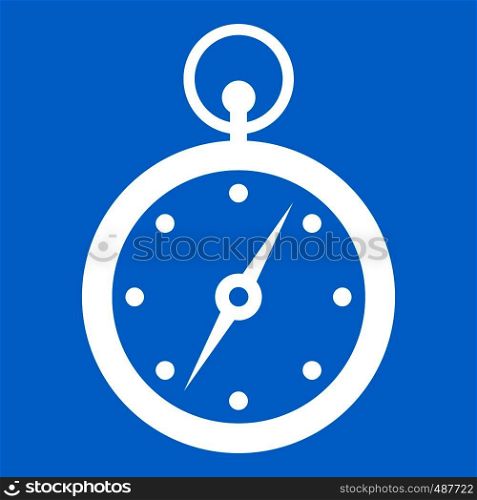 Compass icon white isolated on blue background vector illustration. Compass icon white