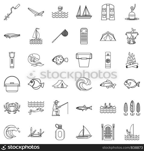 Compass icons set. Outline style of 36 compass vector icons for web isolated on white background. Compass icons set, outline style