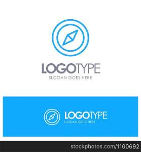 Compass, Location, Map Blue Outline Logo Place for Tagline
