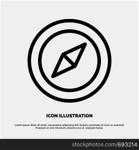 Compass, Location, Map Line Icon Vector