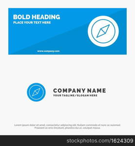 Compass, Location, Map SOlid Icon Website Banner and Business Logo Template