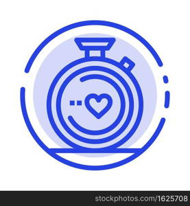 Compass, Love, Heart, Wedding Blue Dotted Line Line Icon
